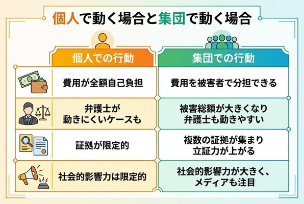 個人で動く場合と集団で動く場合