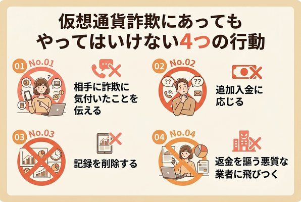 仮想通貨詐欺にあってもやってはいけない4つの行動