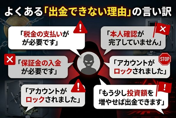 仮想通貨詐欺でよくある「出金できない理由」の言い訳