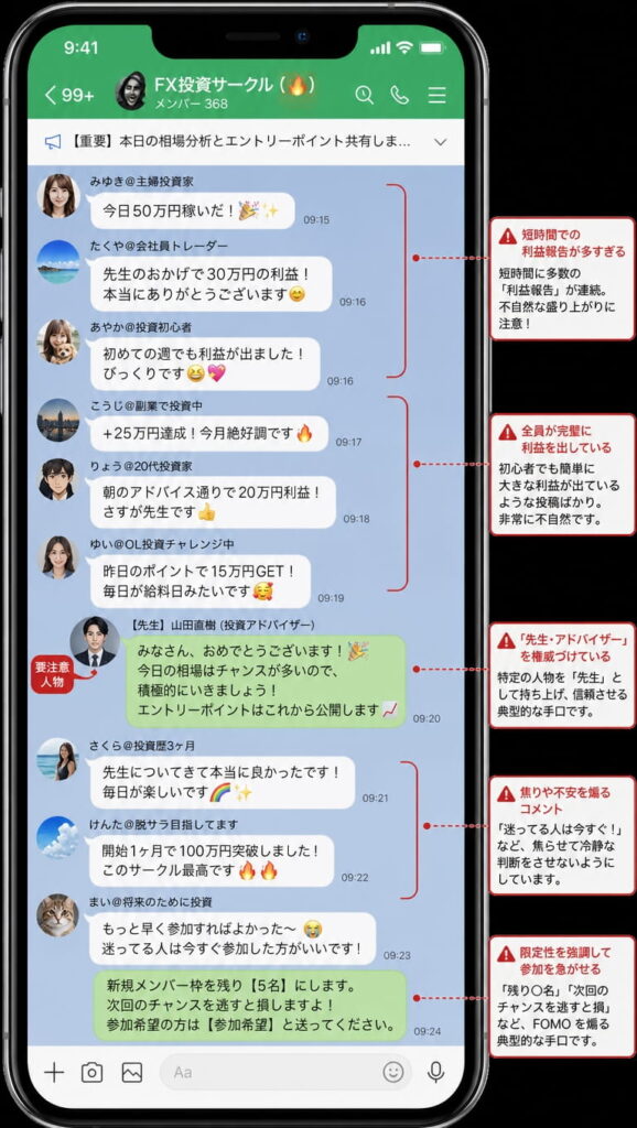 LINEグループ｜サクラ集団による集団心理の支配