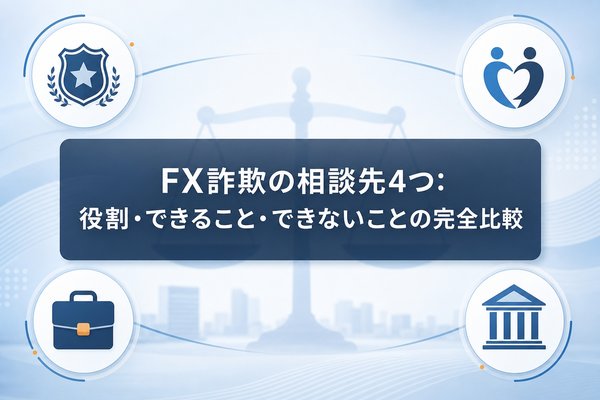 FX詐欺の相談先4つ：役割・できること・できないことの完全比較