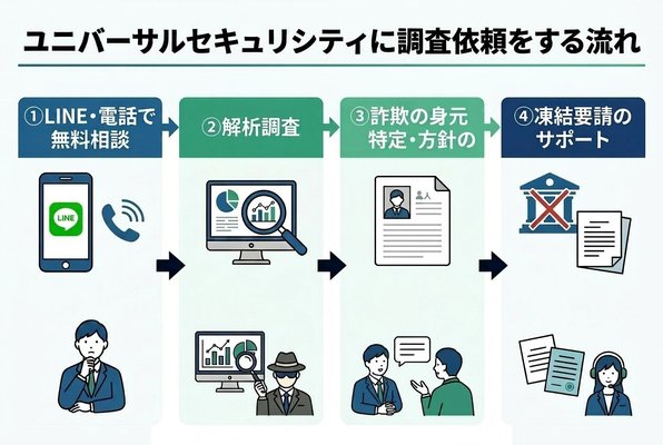 ユニバーサルセキュリティシティに調査依頼をする流れ