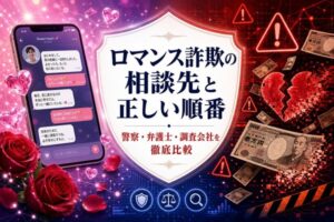ロマンス詐欺の相談先と正しい順番｜警察・弁護士・調査会社を徹底比較