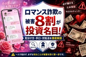 ロマンス詐欺の被害8割が投資名目！見分け方・手口・対処法を徹底解説