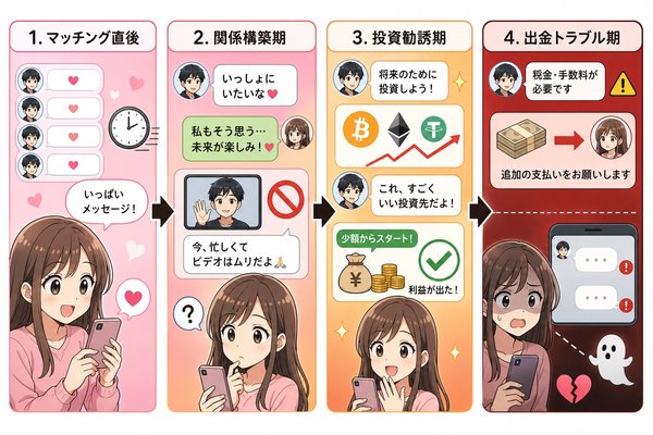 マッチングアプリ経由のロマンス詐欺はどう始まるか